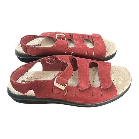 Propet Suede Strappy Red Walking Sandals Women Size 9 Wide - Picture 1 of 16